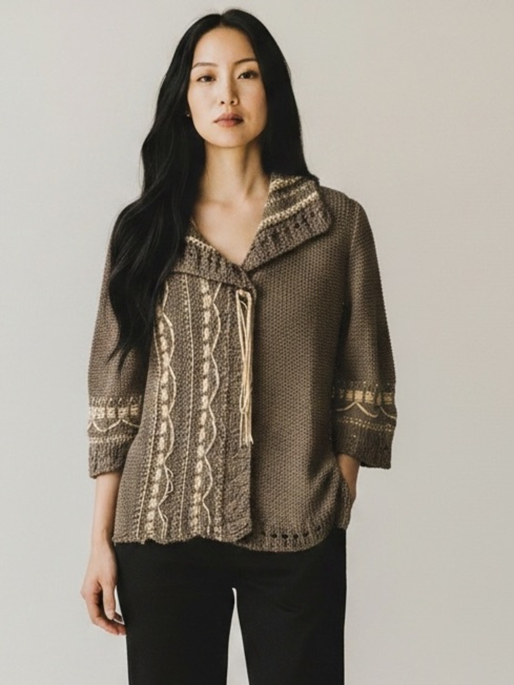 NWT Parkhurst Knit Cardigan Sahara Fango Boho Earthy Neutrals Size L